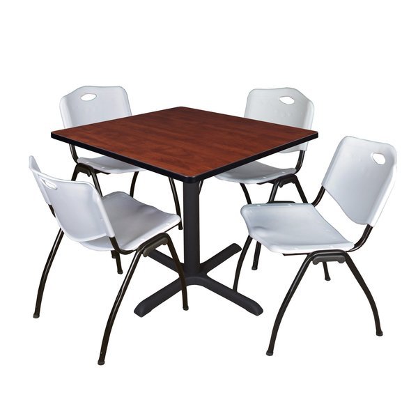 Square Tables > Breakroom Tables > Cain Square Table & Chair Sets, 36 W, 36 L, 29 H, Cherry, CAIN, Mfr# TB3636CH47GY